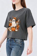 Floral pumpkin ghost crop top