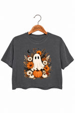 Floral pumpkin ghost crop top