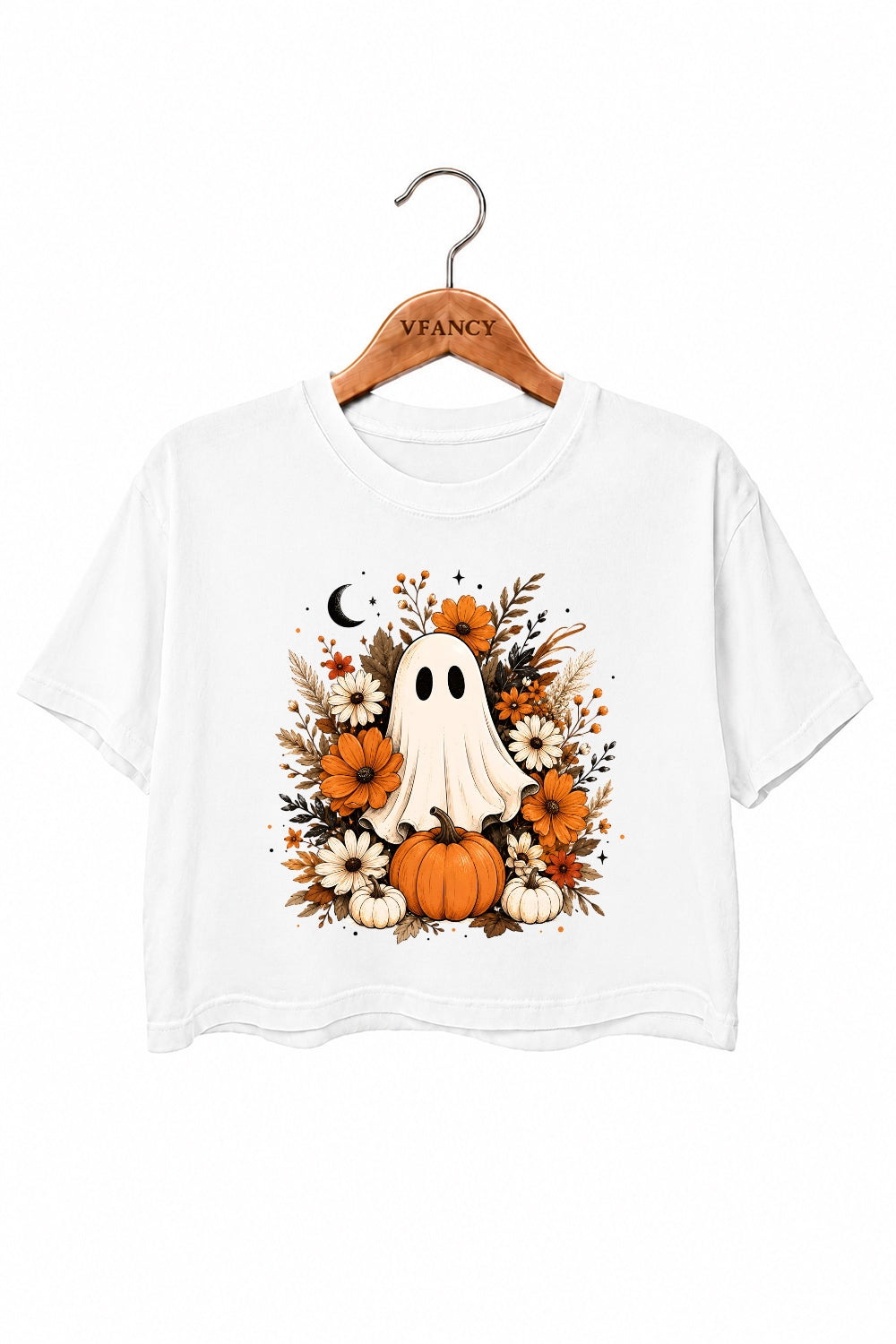 Floral pumpkin ghost crop top