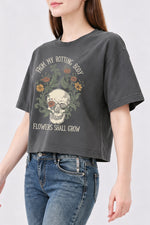 Flowers grow skull crop top