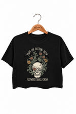 Flowers grow skull crop top