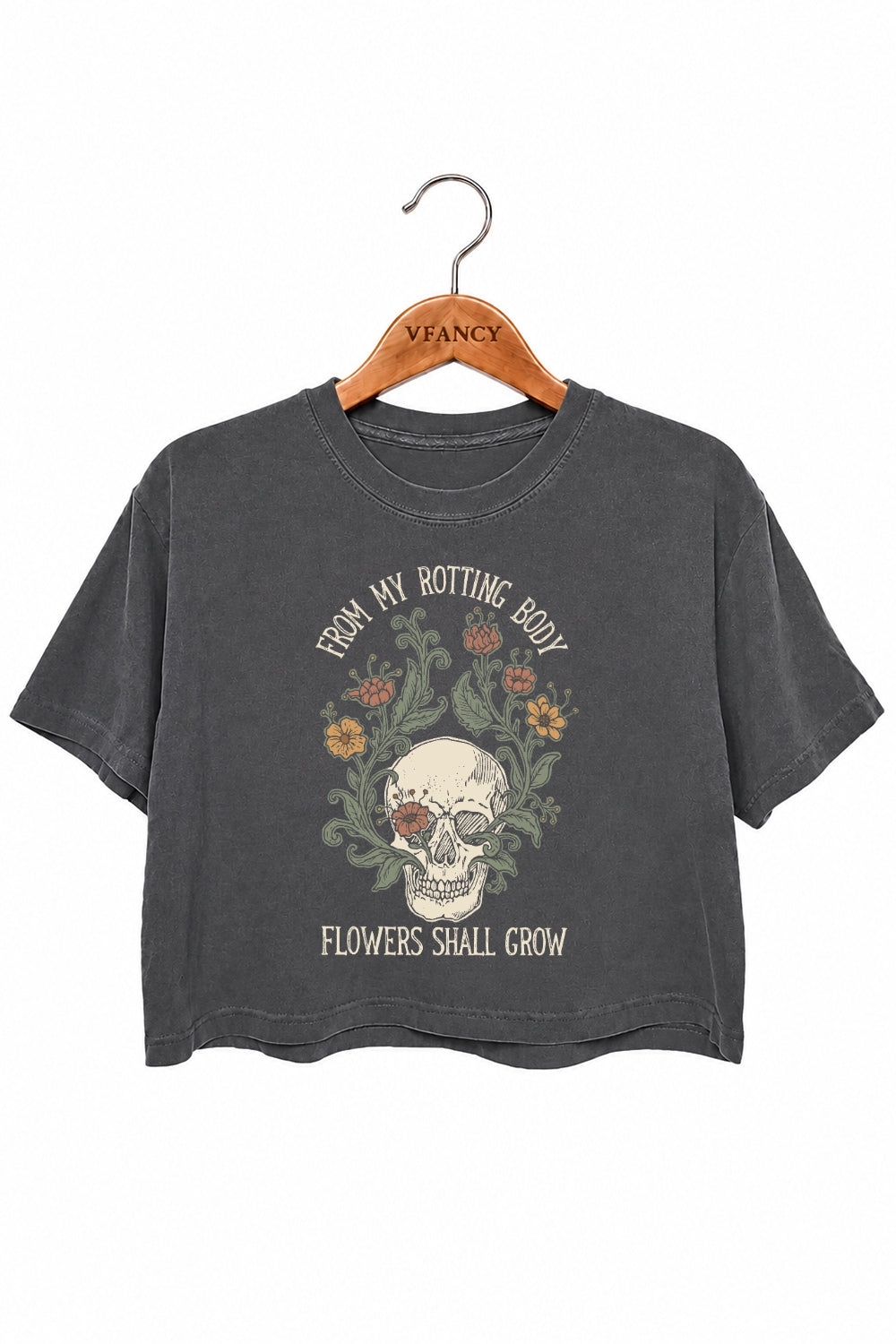 Flowers grow skull crop top