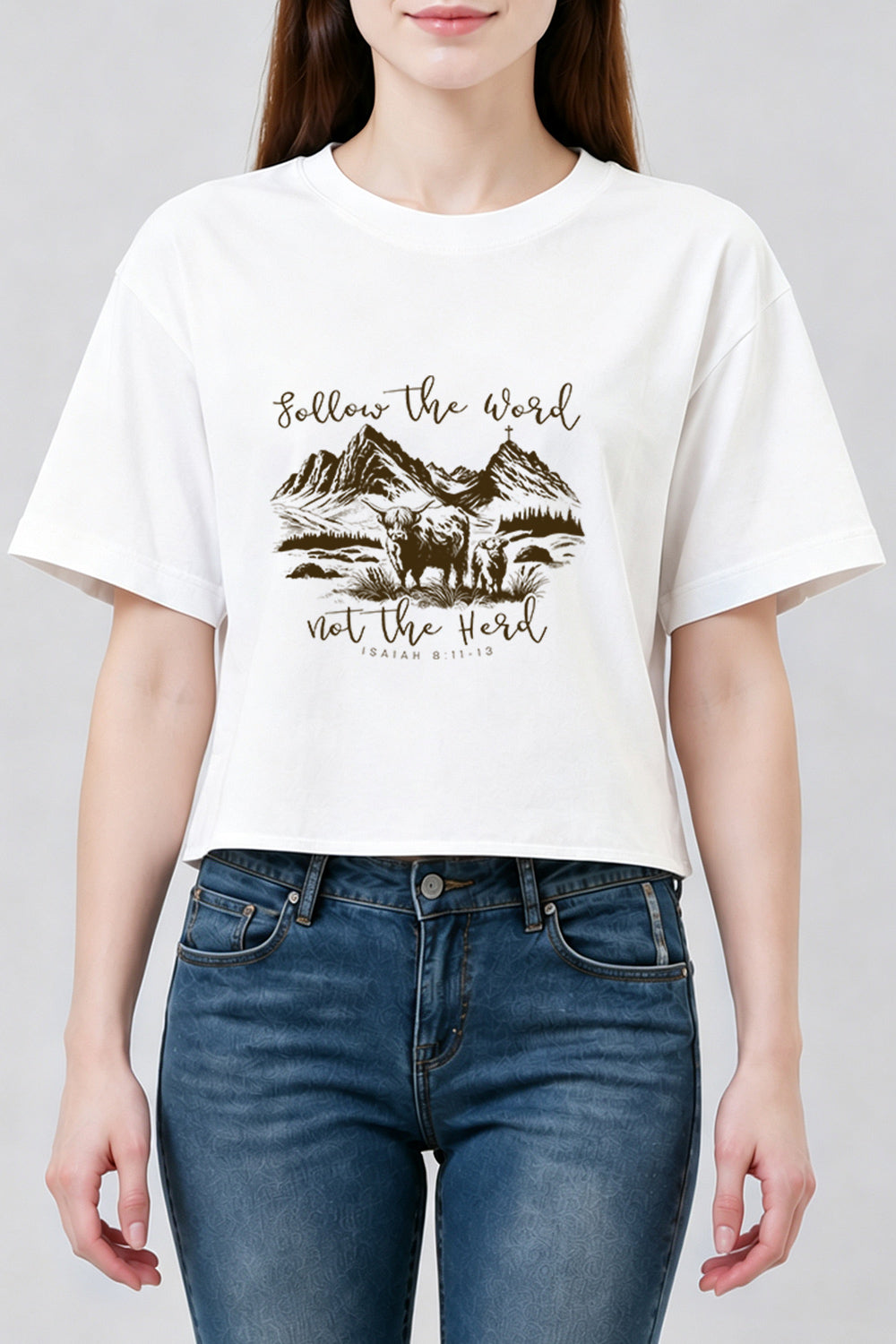 Follow the world sheep crop top