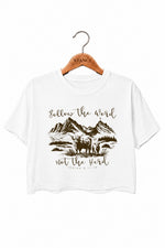 Follow the world sheep crop top