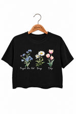 Forget me not daisy tulip funny crop top
