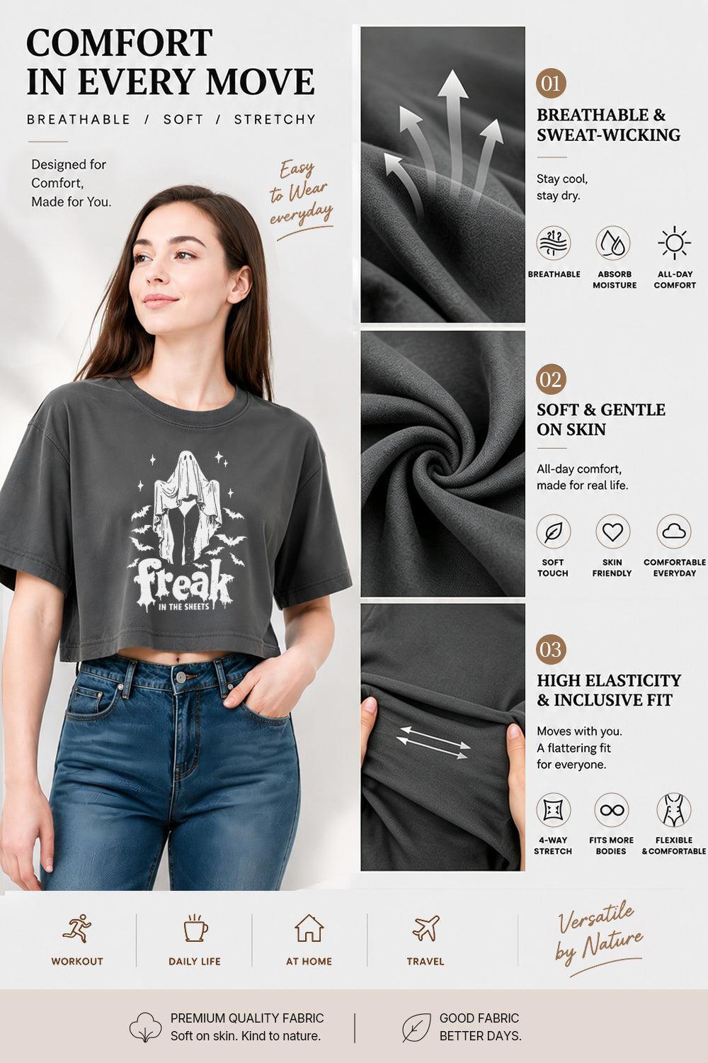 Freak in the sheets halloween crop top
