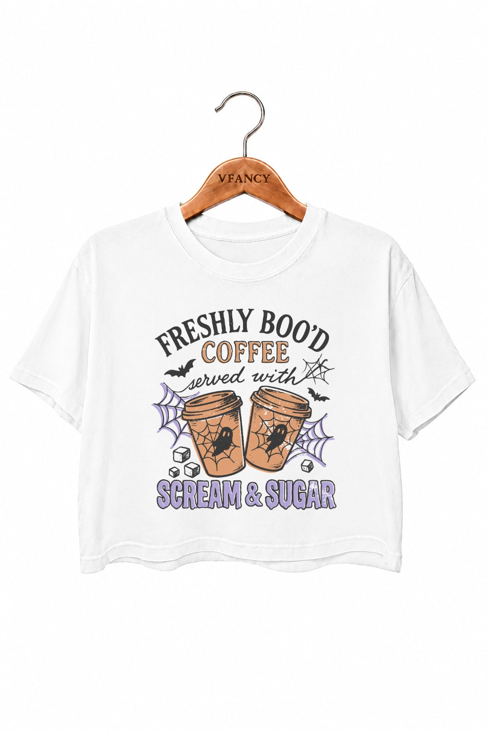 Freshly boo'd coffee halloween crop top