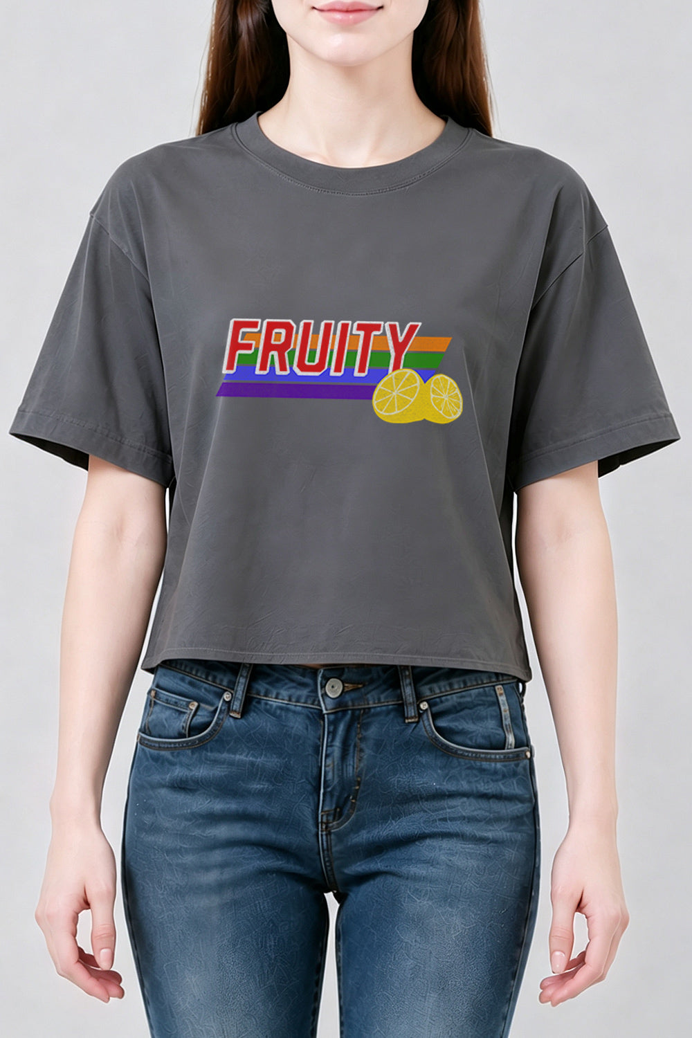 Fruity lemon rainbow crop top