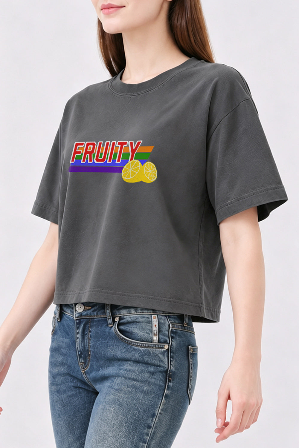 Fruity lemon rainbow crop top