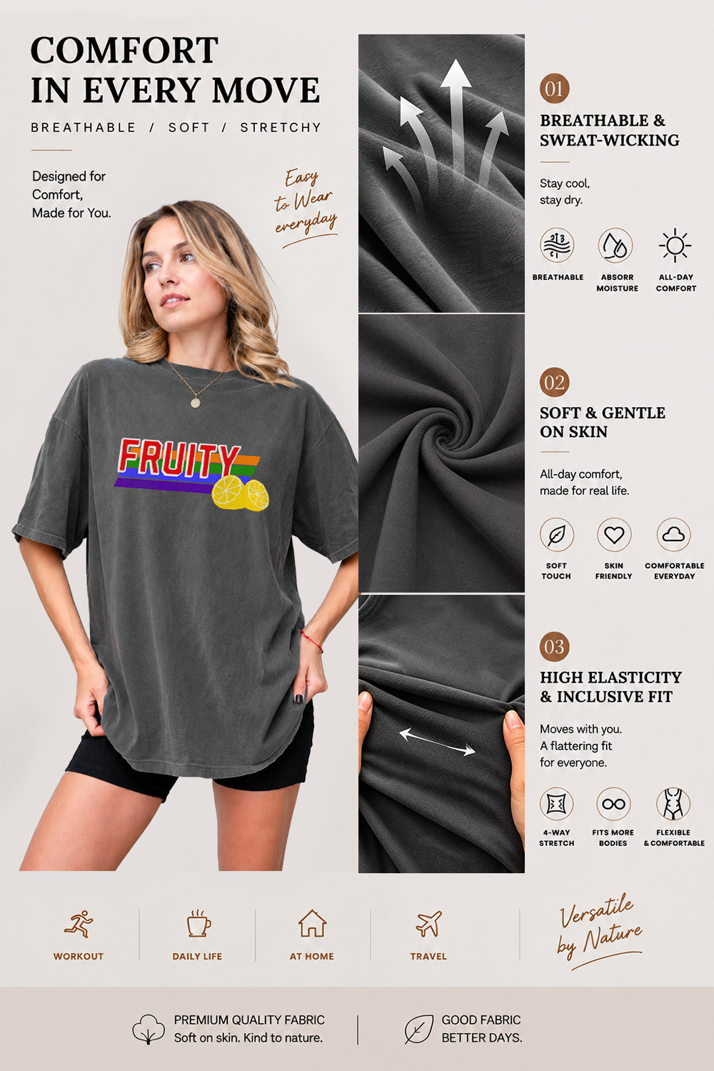 Fruity lemon rainbow tee