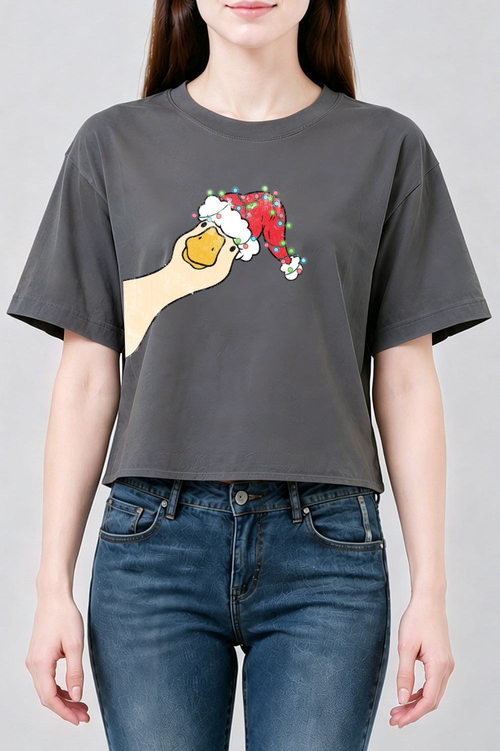 Funny christmas goose crop top