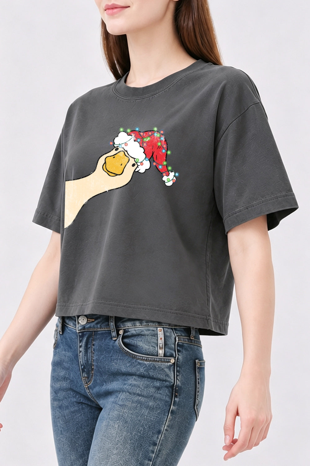 Funny christmas goose crop top