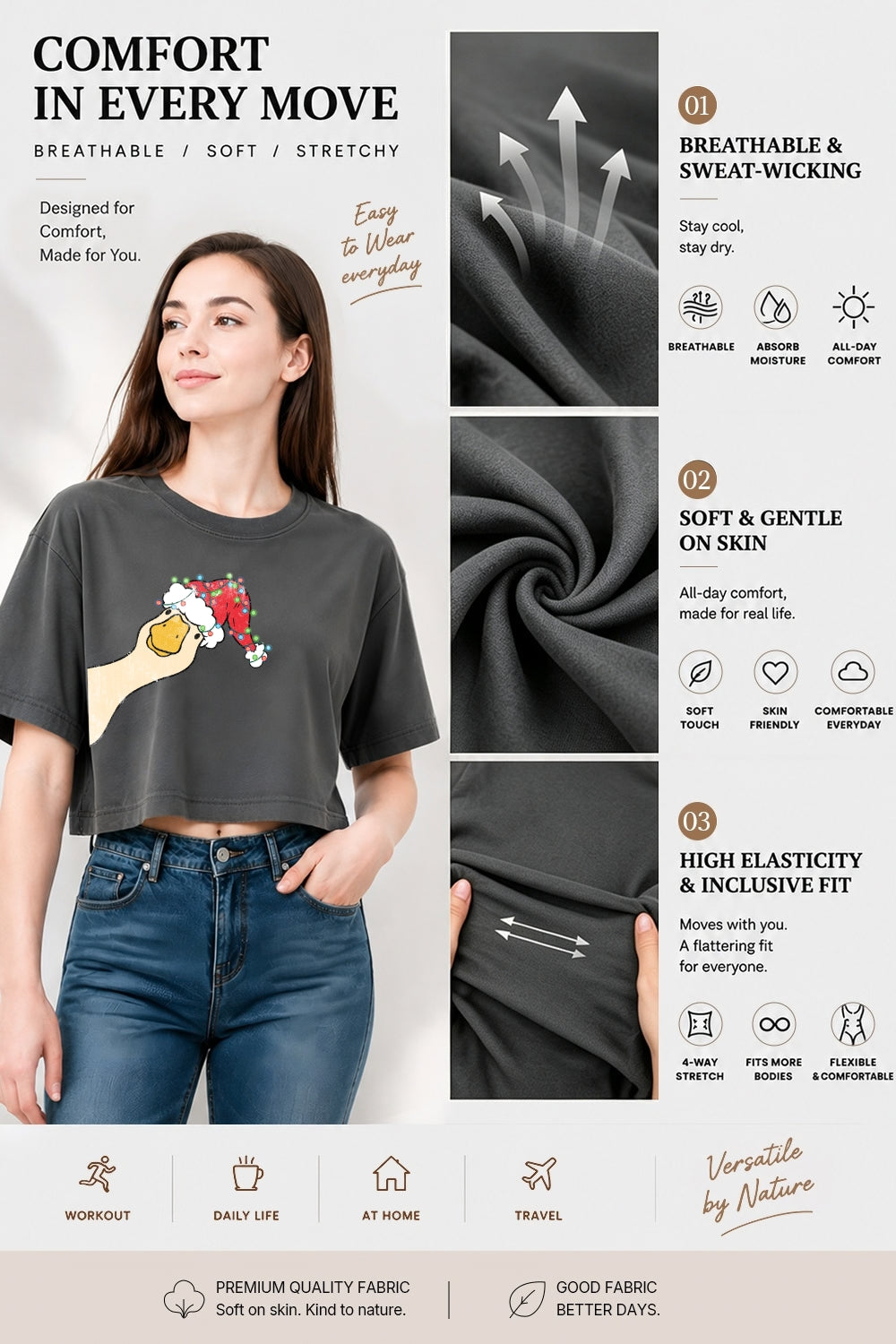 Funny christmas goose crop top