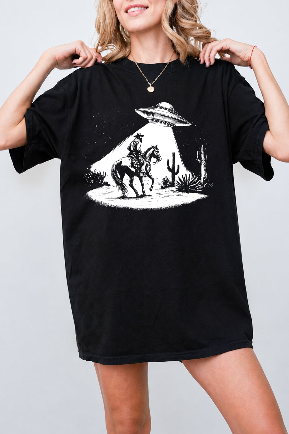 Funny cowboy ufo tee