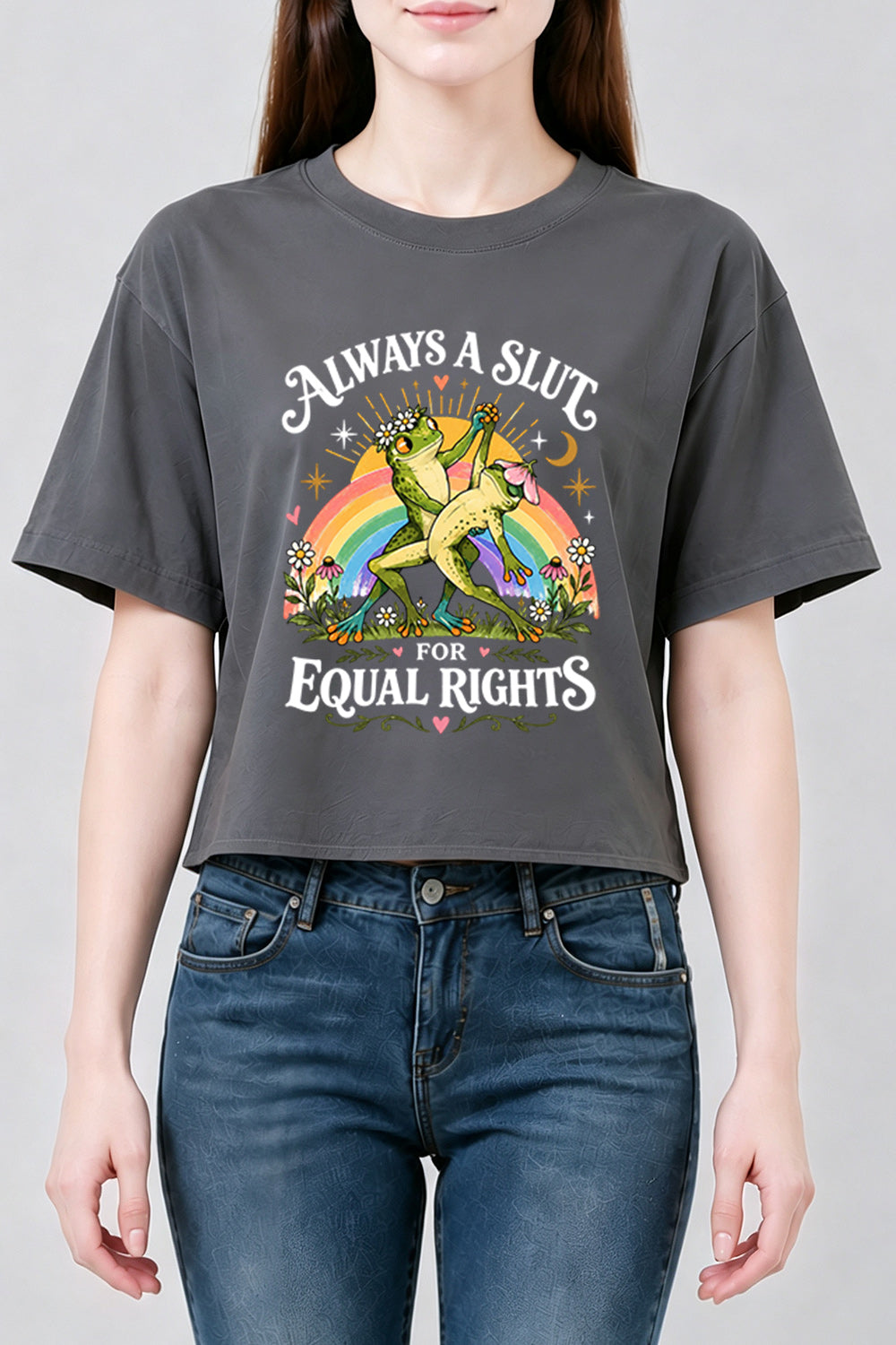 Funny frog for equal rights crop top