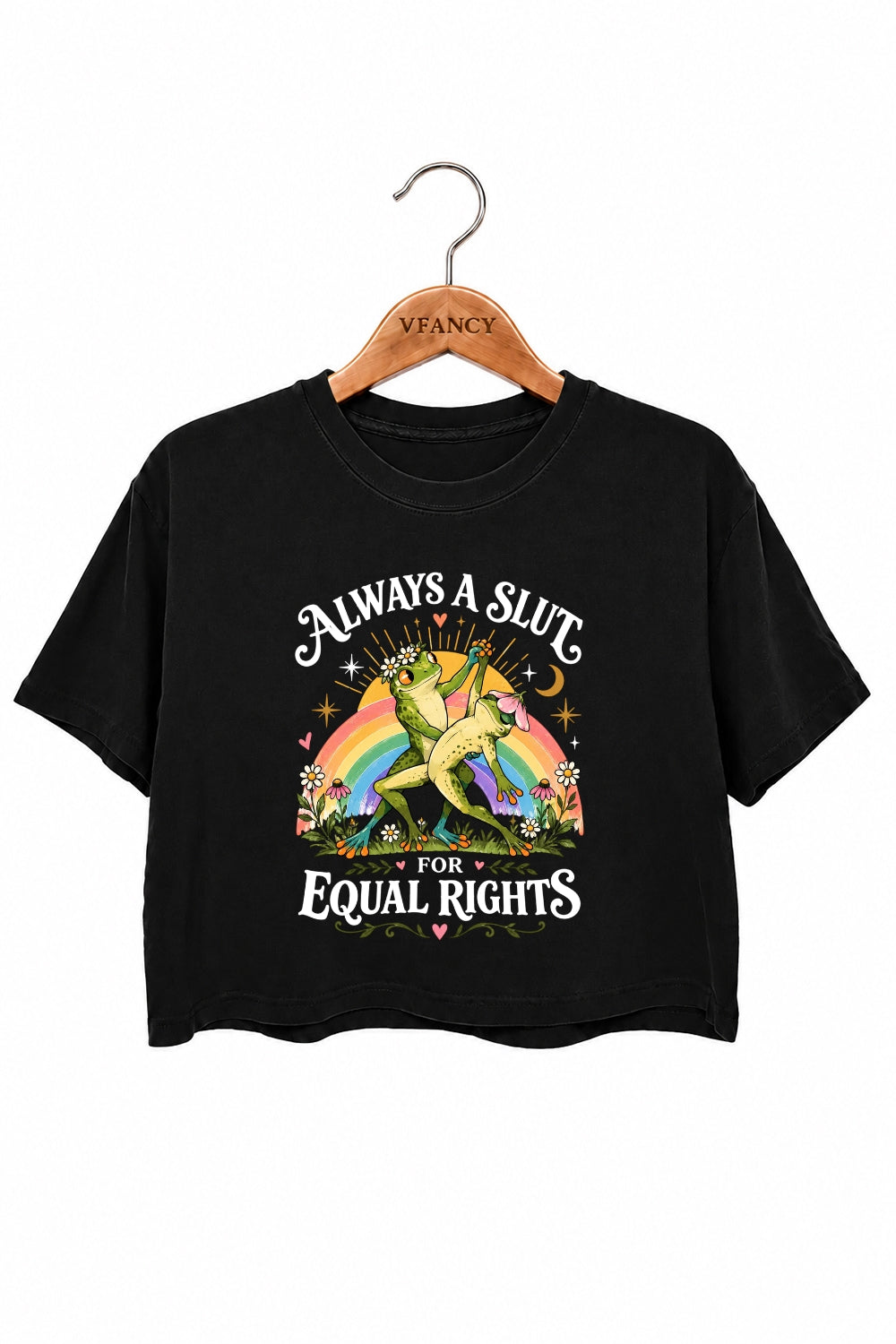 Funny frog for equal rights crop top