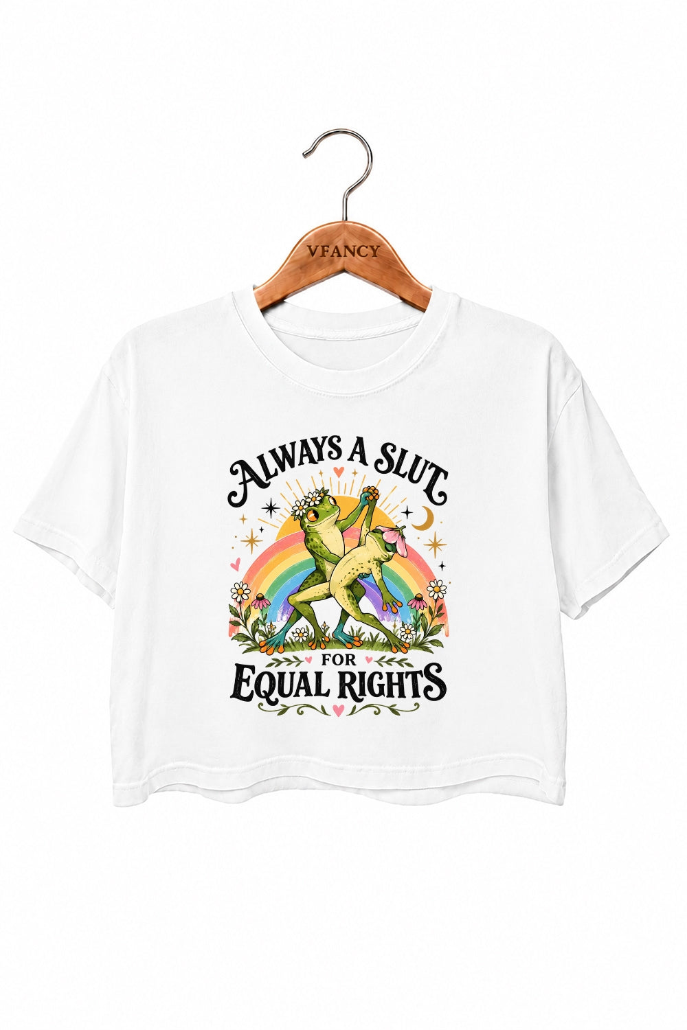 Funny frog for equal rights crop top