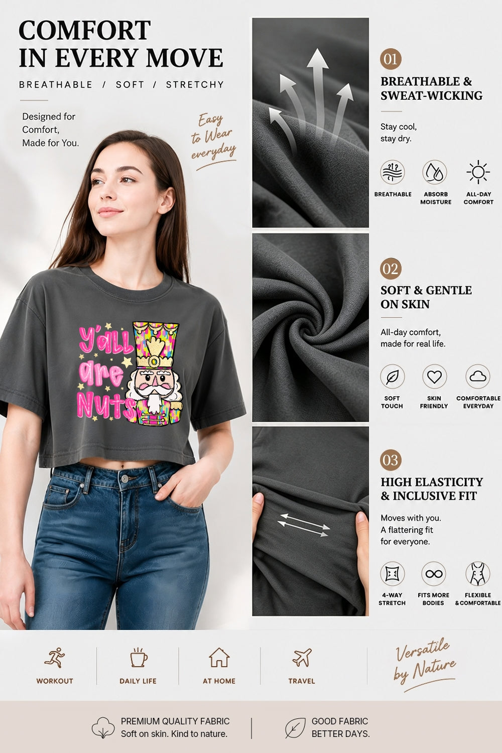 Funny nutcracker christmas crop top