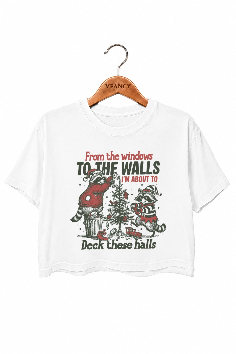 Funny raccoon christmas crop top