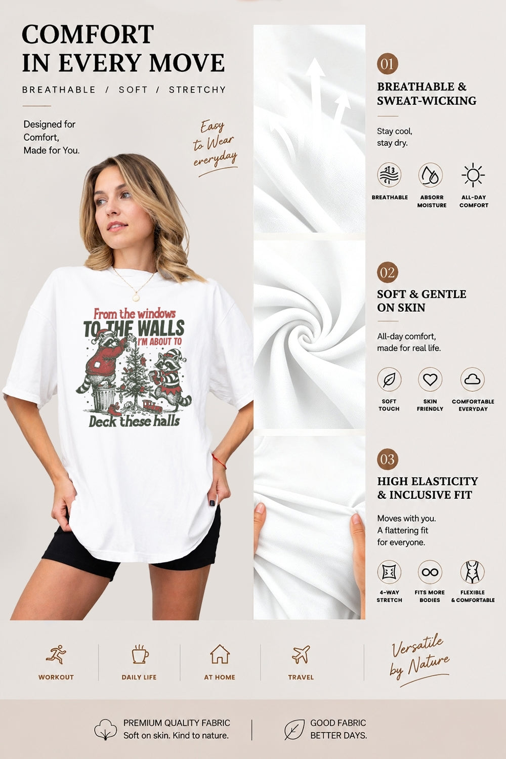 Funny raccoon christmas tee