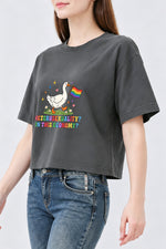 Funny rainbow flag goose crop top