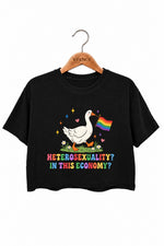 Funny rainbow flag goose crop top