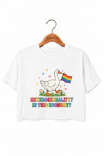 Funny rainbow flag goose crop top
