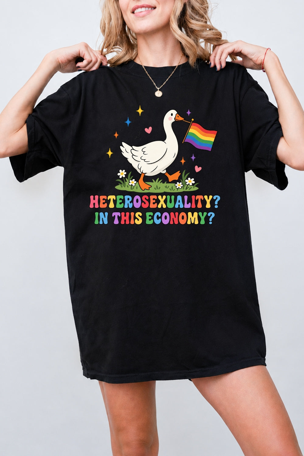 Funny rainbow flag goose tee