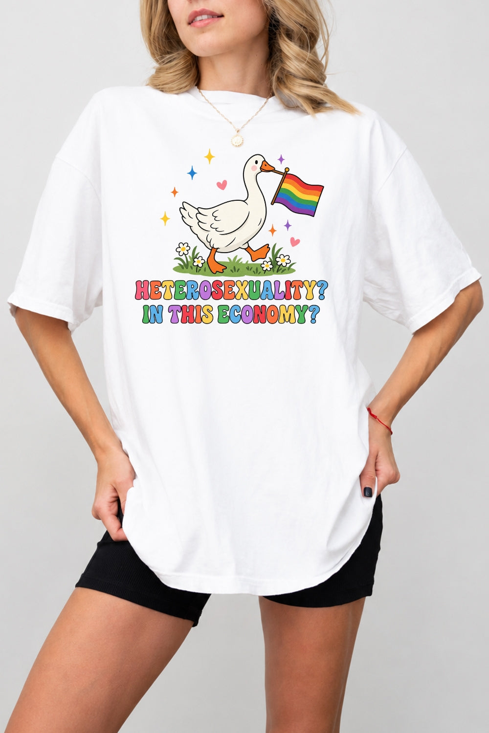 Funny rainbow flag goose tee