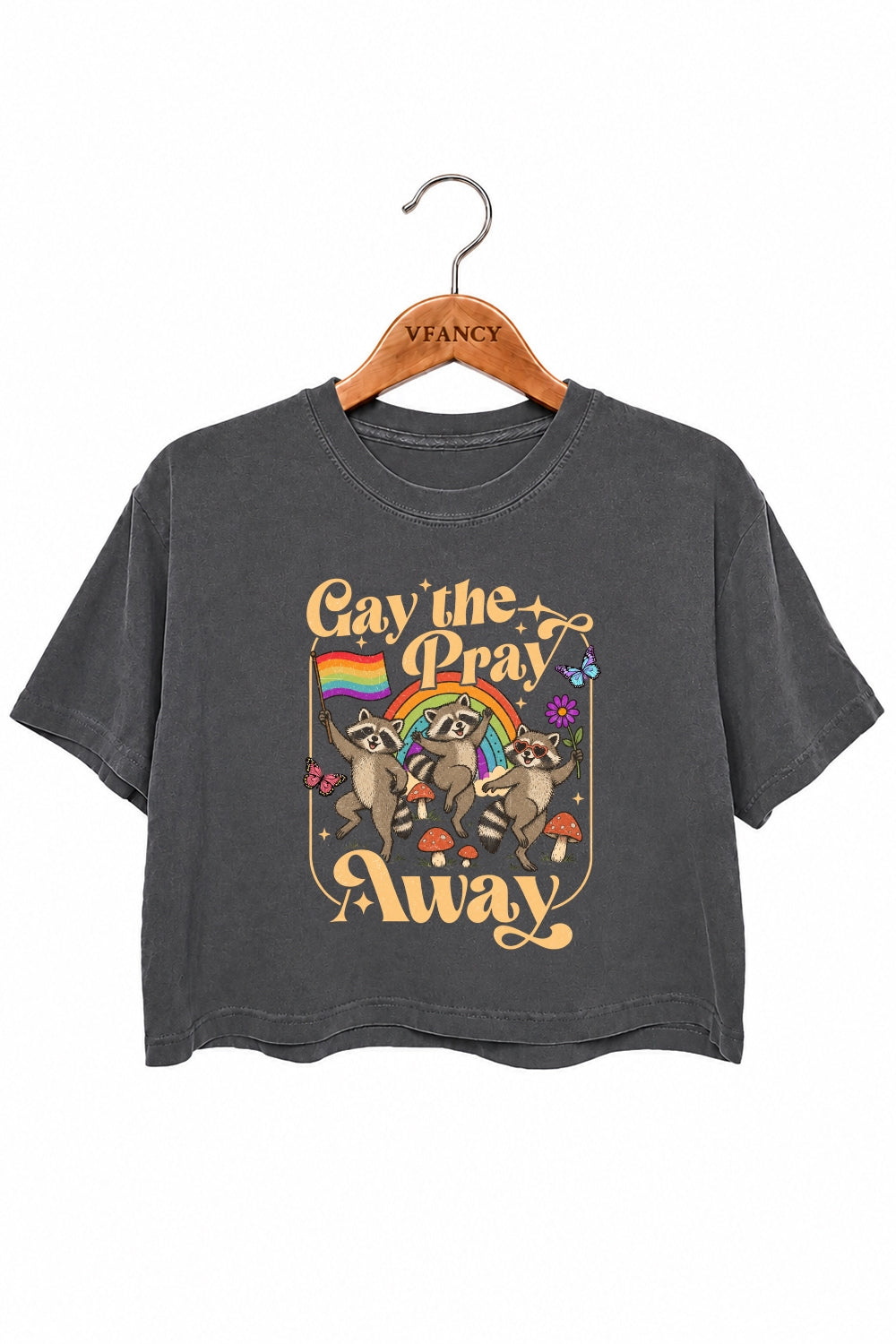 Gay the pray away raccoon crop top