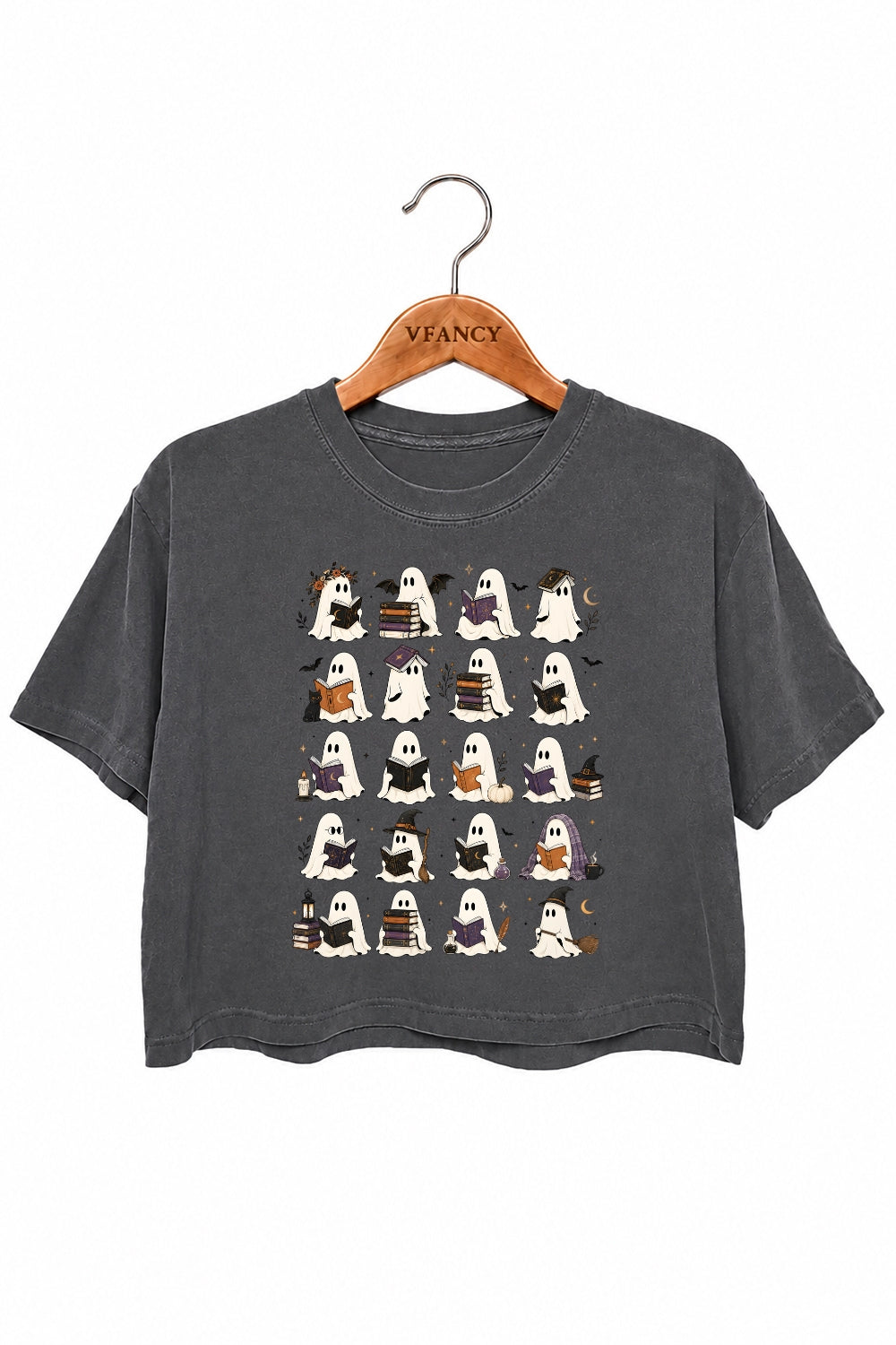 Ghost book lover crop top