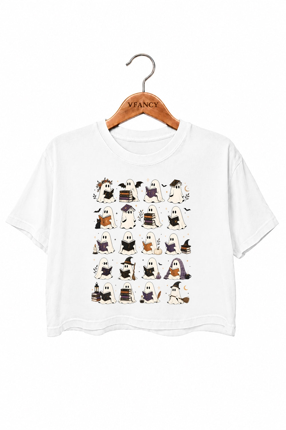 Ghost book lover crop top