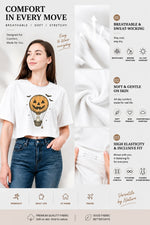 Ghost in pumpkin balloon crop top