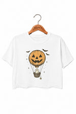 Ghost in pumpkin balloon crop top