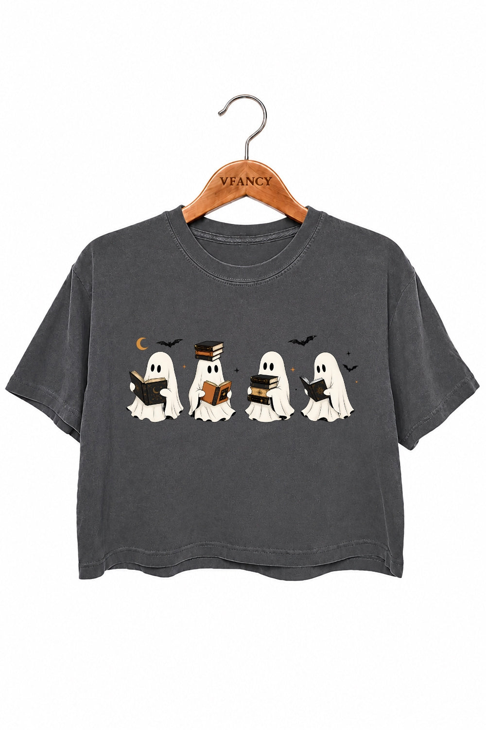 Ghost night reading crop top