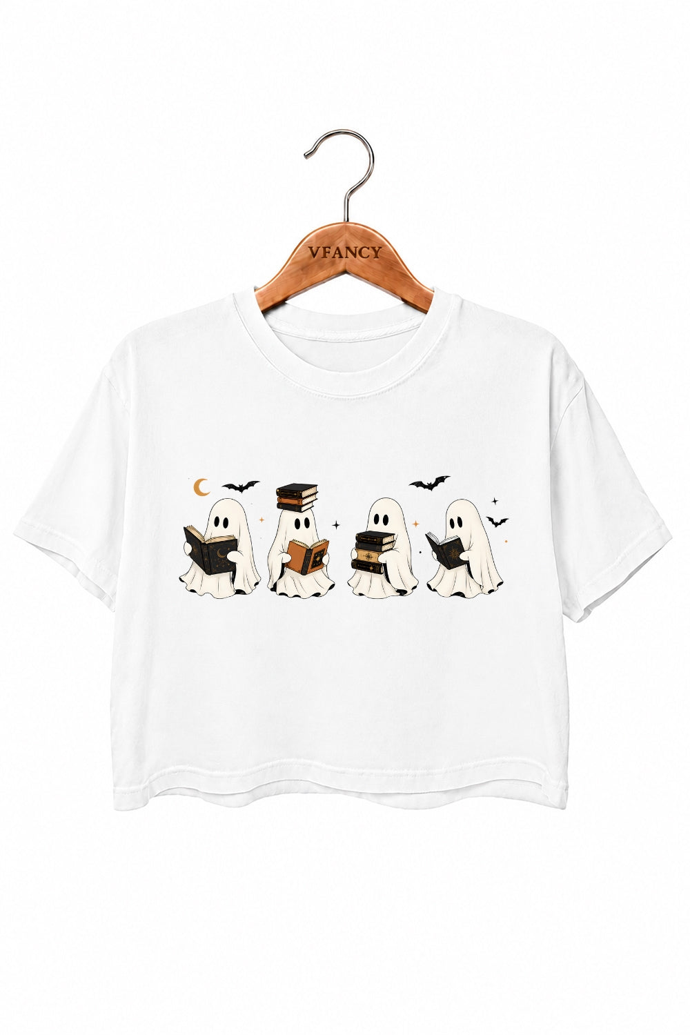Ghost night reading crop top