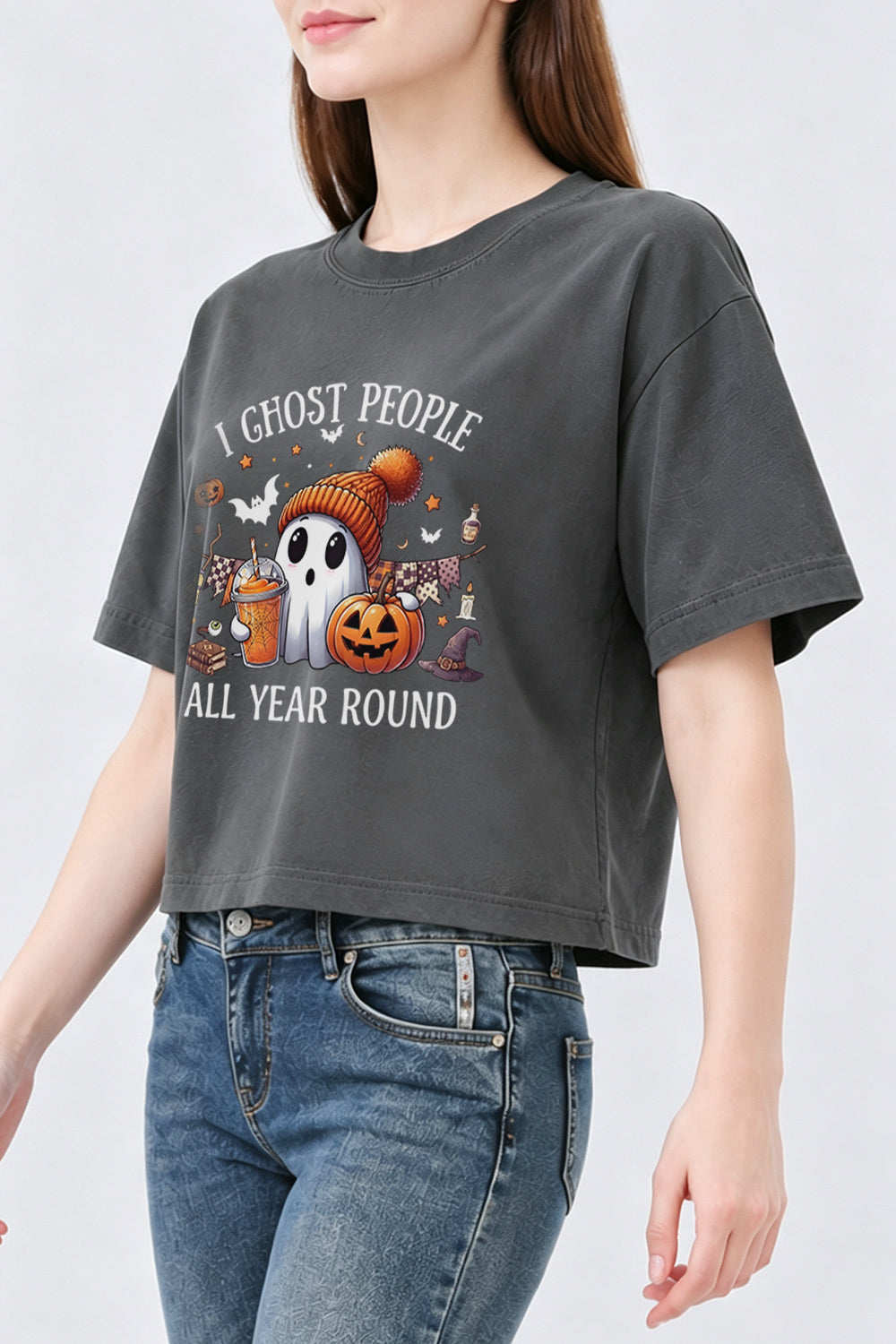 Ghost people all year round crop top
