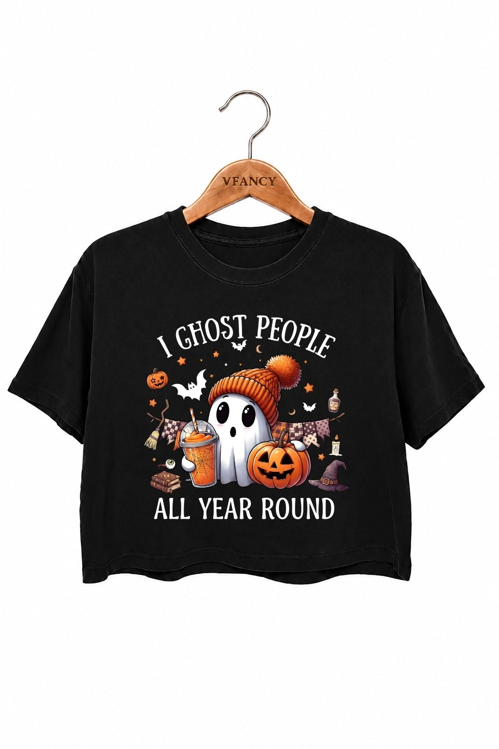 Ghost people all year round crop top