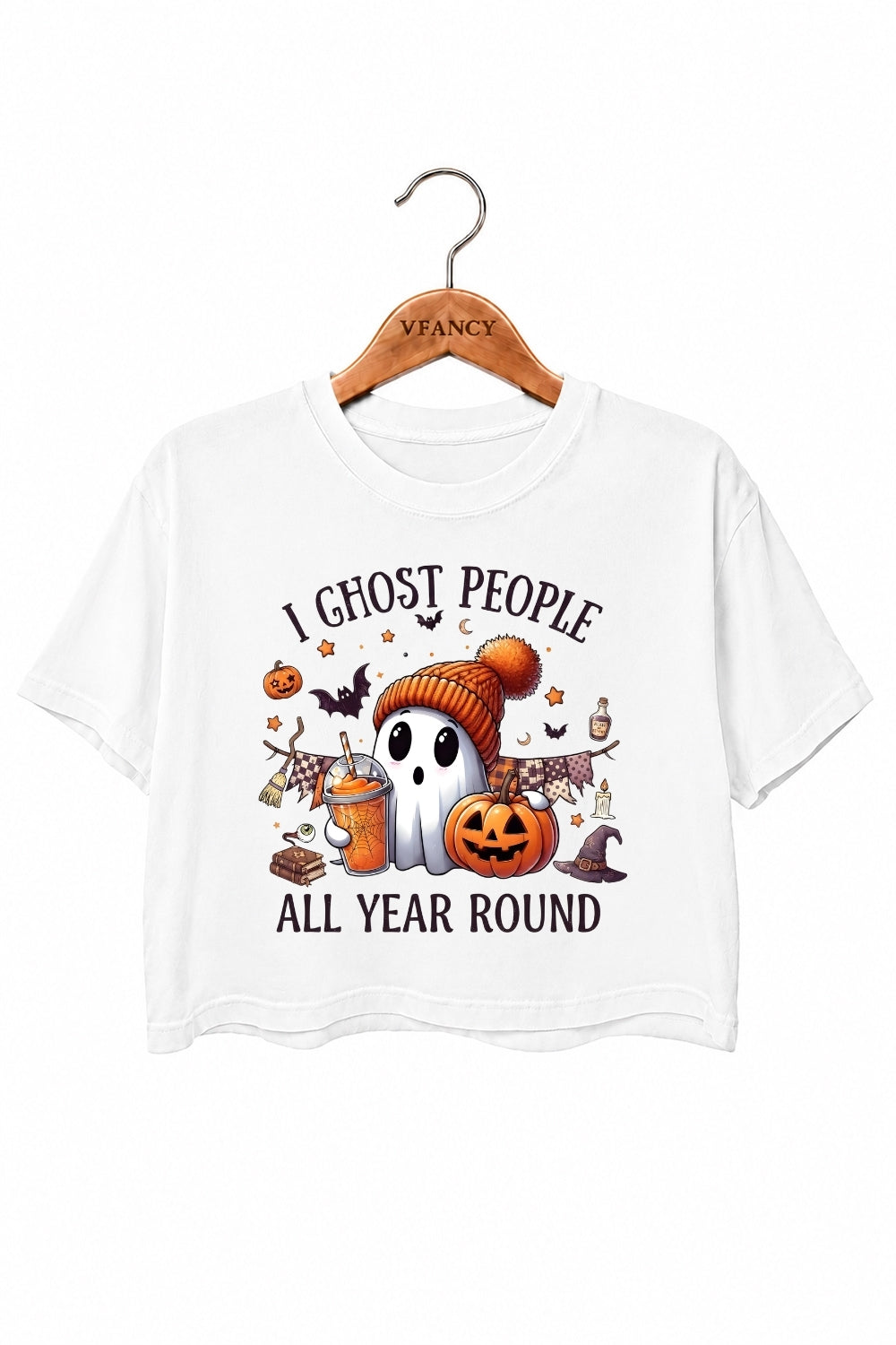 Ghost people all year round crop top