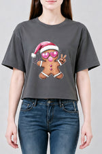 Gingerbread man blowing bubble crop top