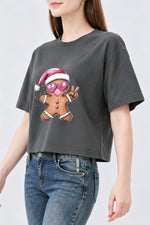 Gingerbread man blowing bubble crop top