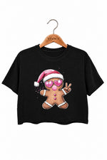 Gingerbread man blowing bubble crop top