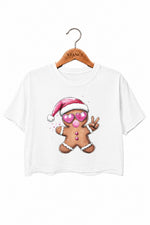Gingerbread man blowing bubble crop top