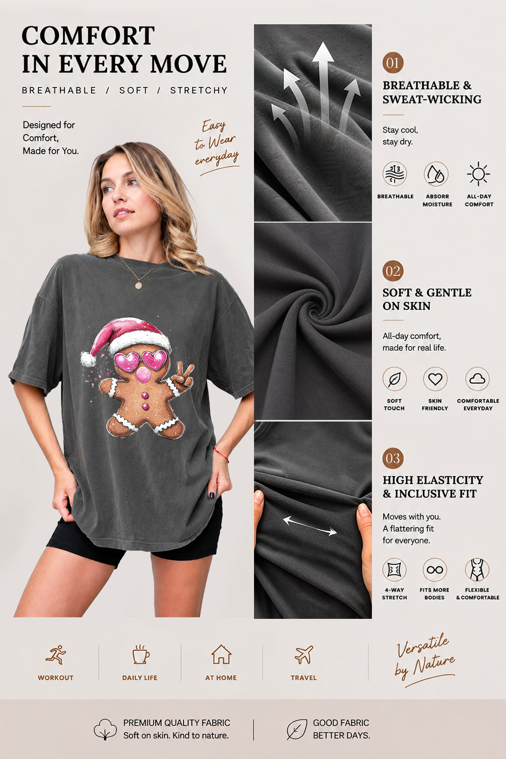 Gingerbread man blowing bubble tee