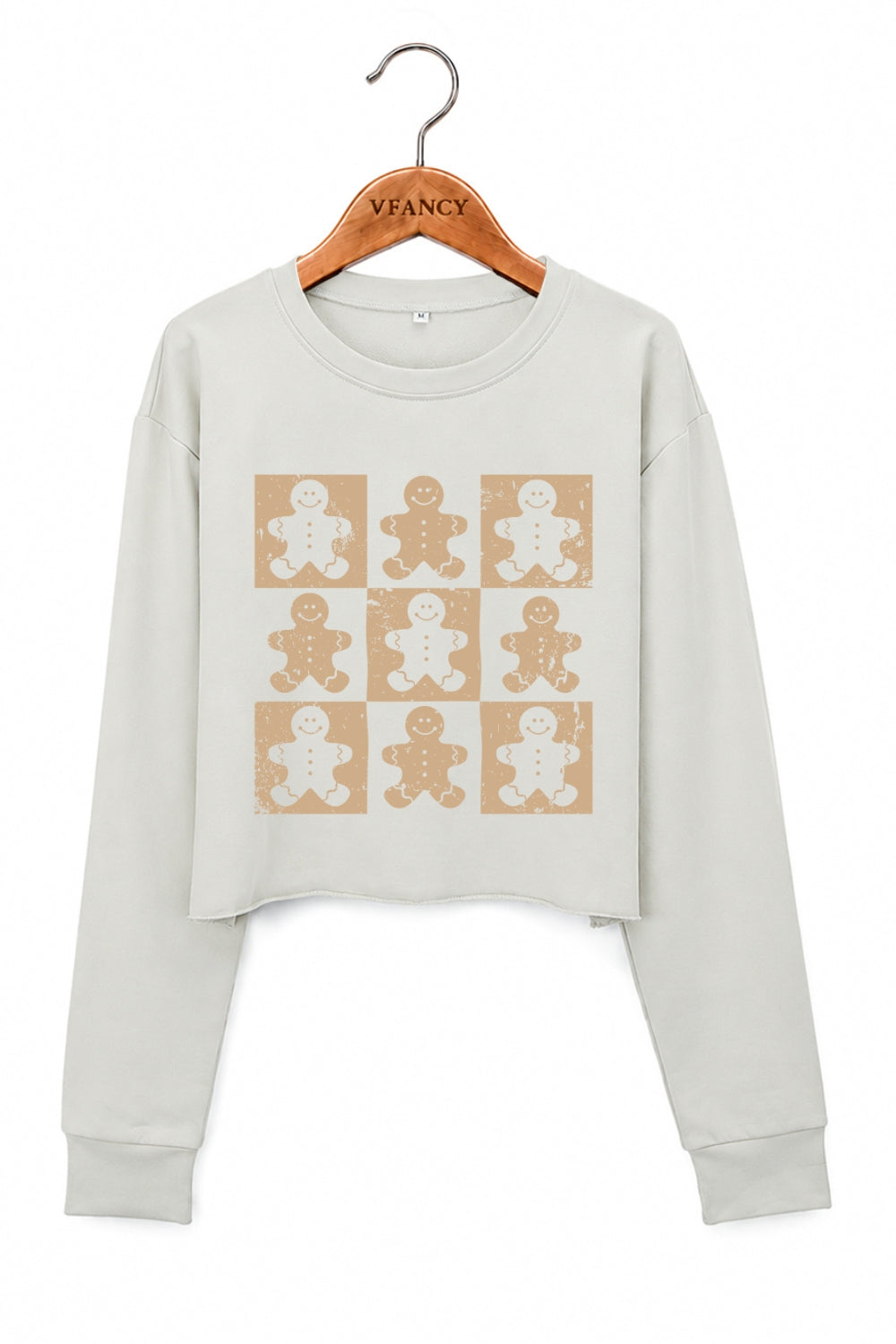 Gingerbread man checkerboard crop sweatshirt