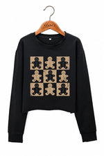 Gingerbread man checkerboard crop sweatshirt