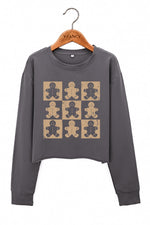 Gingerbread man checkerboard crop sweatshirt