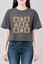 Gingerbread man checkerboard crop top