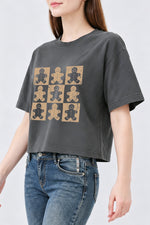 Gingerbread man checkerboard crop top
