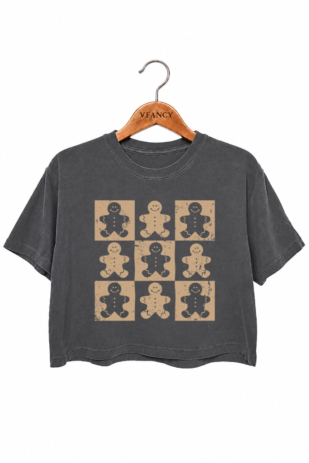 Gingerbread man checkerboard crop top